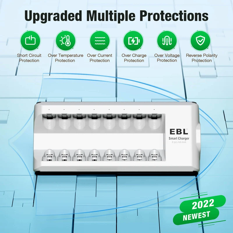 【UK】EBL AA Batteries with Upgraded 808 Individual Charger