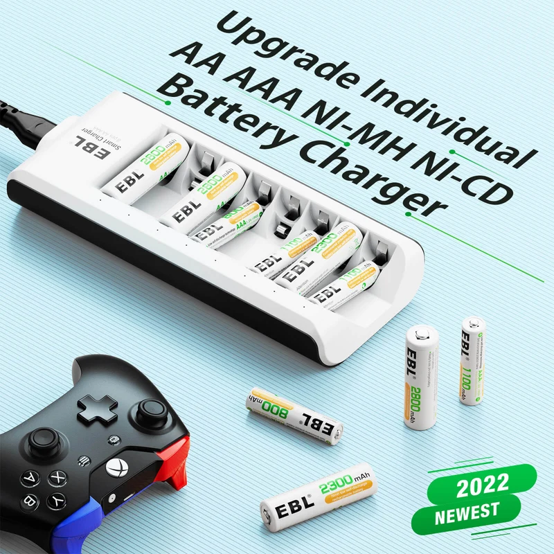 【UK】EBL AA Batteries with Upgraded 808 Individual Charger
