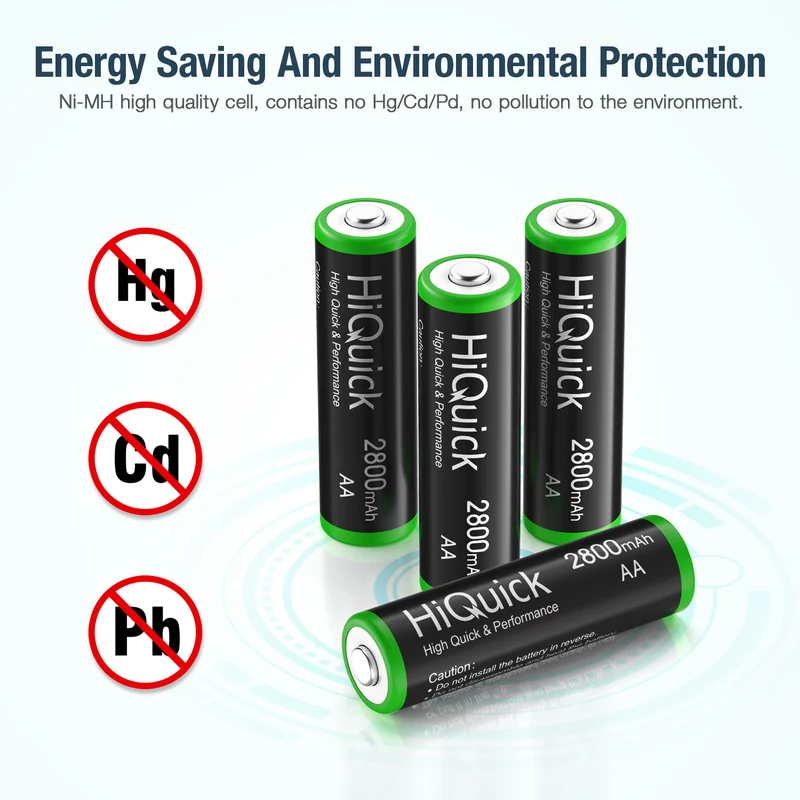 【UK】HiQuick AA AAA 1.2V Ni-Mh Rechargeable Batteries Combo