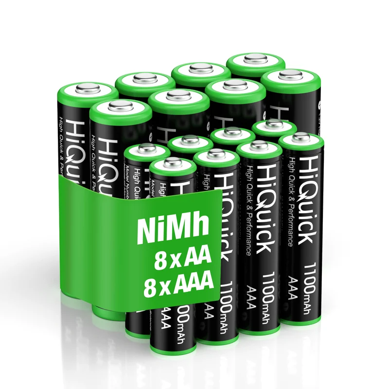 【UK】HiQuick AA AAA 1.2V Ni-Mh Rechargeable Batteries Combo