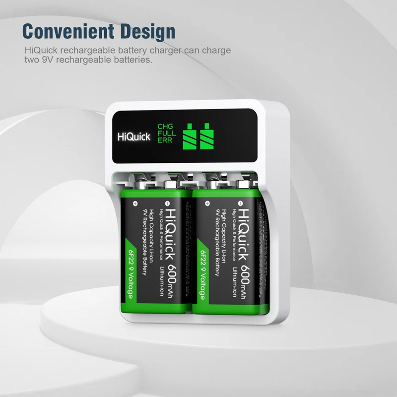 【UK】HiQuick 2 Bay LCD 9 Volt Charger for 9V Battery