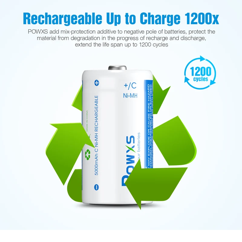 【UK】POWXS C D Size NI-MH Rechargeable Batteries