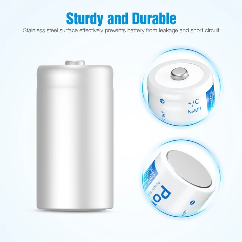 【UK】POWXS C D Size NI-MH Rechargeable Batteries