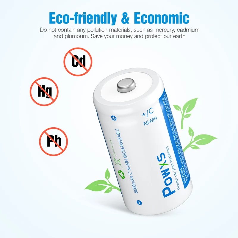 【UK】POWXS C D Size NI-MH Rechargeable Batteries