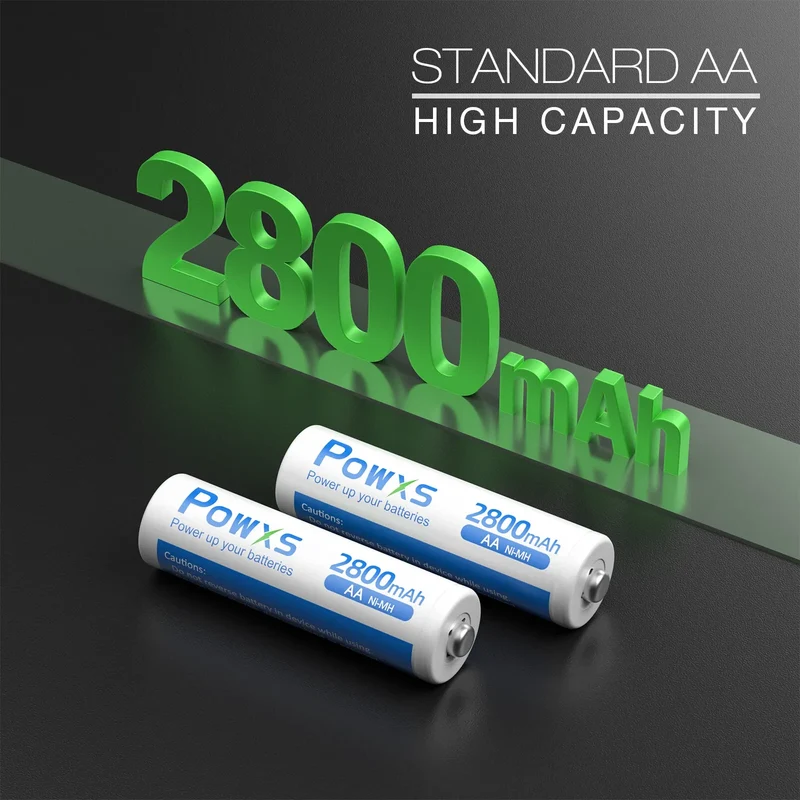 【UK】POWXS 4 Packs AA Ni-MH Rechargeable Batteries 2800mah