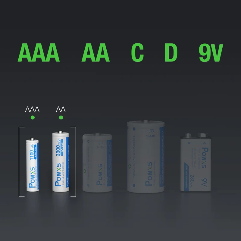 【UK】POWXS AAA AA Ni-MH Rechargeable Batteries