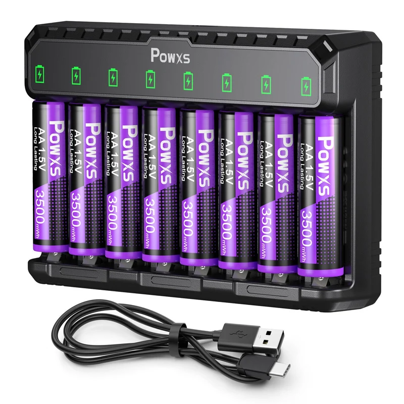 【UK】POWXS 1.5V Lithium AA Batteries with Fast Charging Charger