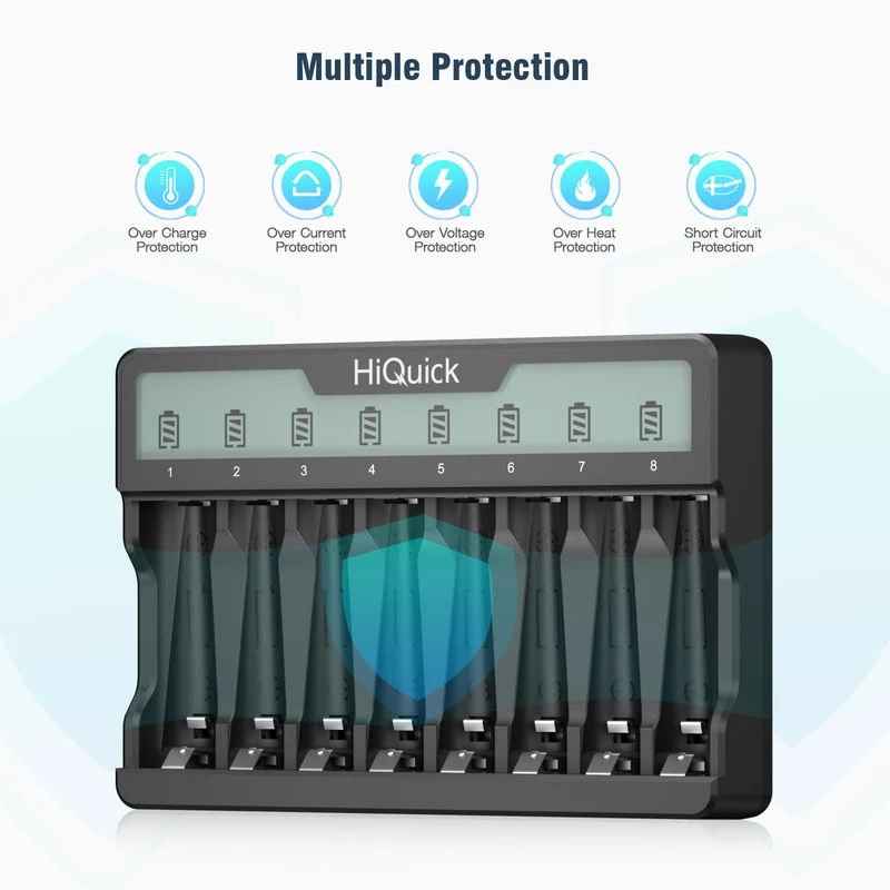 【UK】HiQuick 8 Slot Battery Charger for AA AAA Batteries