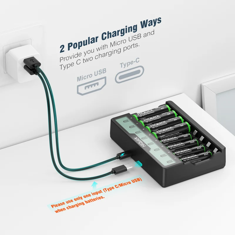 【UK】HiQuick 8 Slot Battery Charger for AA AAA Batteries