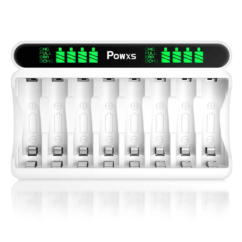 【UK】POWXS 8 Slot USB Charger for AA AAA Ni-MH Rechargeable Batteries