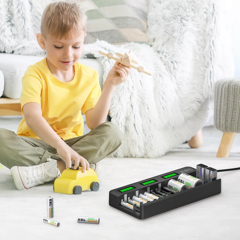 【UK】EBL 12+2 Bay Universal Battery Charger for AA AAA C D 9V Batteries