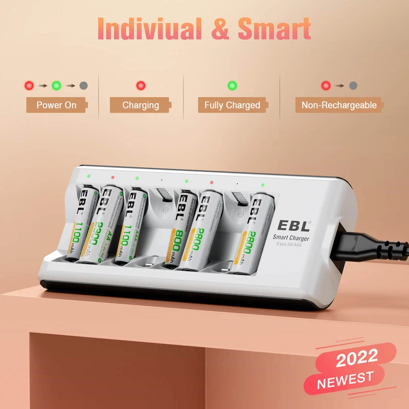 【UK】EBL Upgraded 808 8-Bay AA AAA Individual Battery Charger