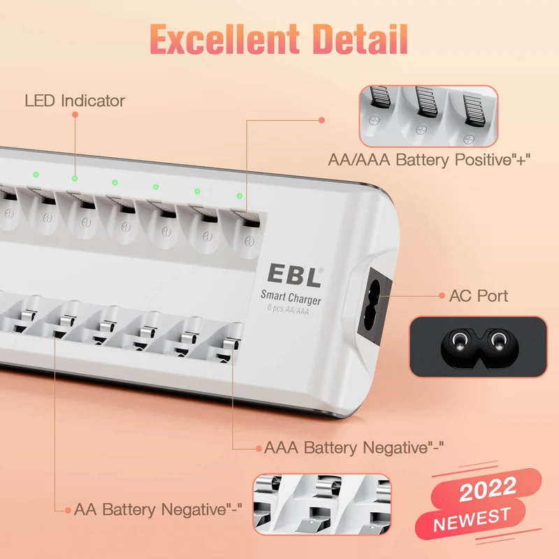 【UK】EBL Upgraded 808 8-Bay AA AAA Individual Battery Charger