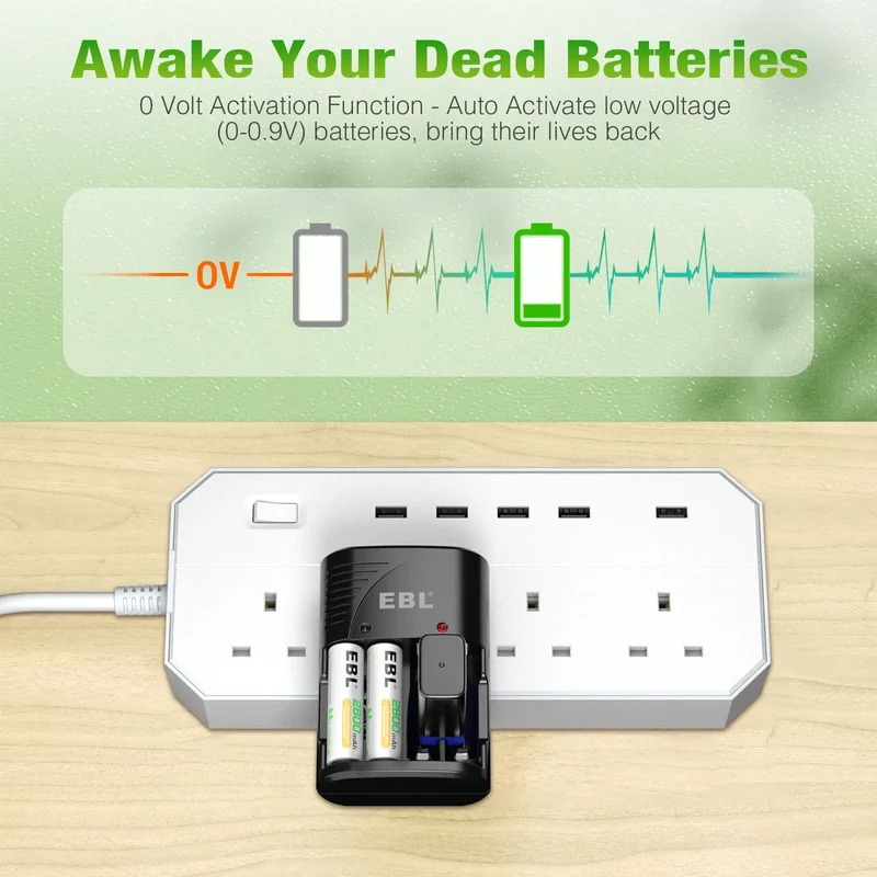 【UK】EBL 802 Smart Battery Charger for 9V AA AAA Ni-MH Ni-CD Rechargeable Batteries