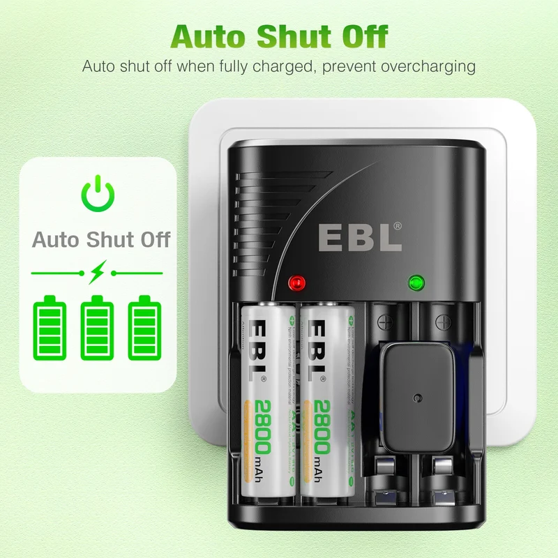 【UK】EBL 802 Smart Battery Charger for 9V AA AAA Ni-MH Ni-CD Rechargeable Batteries