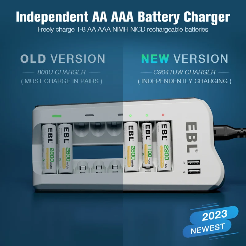 【UK】EBL Upgraded 808U Smart 8 Bay Individual Battery Charger