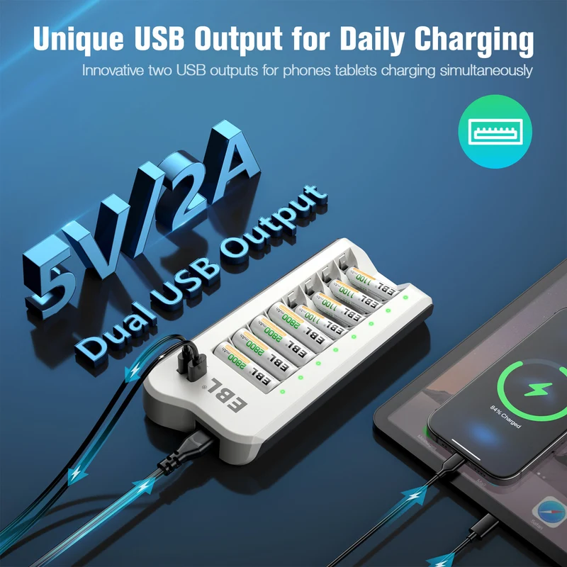 【UK】EBL Upgraded 808U Smart 8 Bay Individual Battery Charger