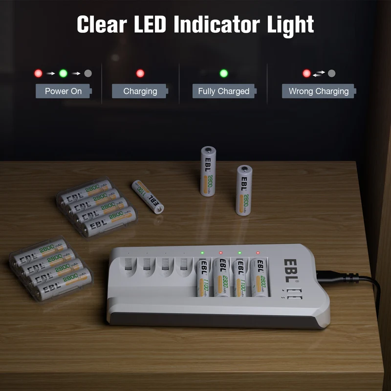 【UK】EBL Upgraded 808U Smart 8 Bay Individual Battery Charger