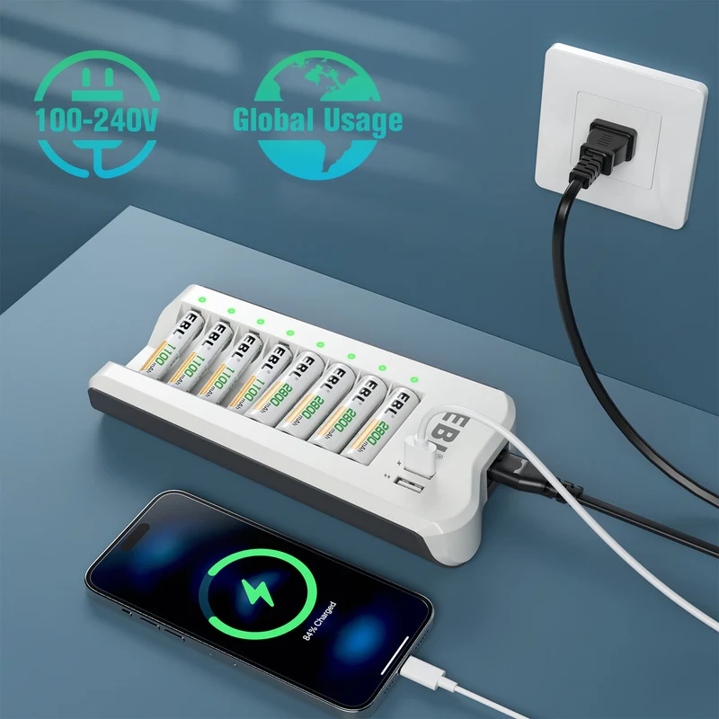 【UK】EBL Upgraded 808U Smart 8 Bay Individual Battery Charger