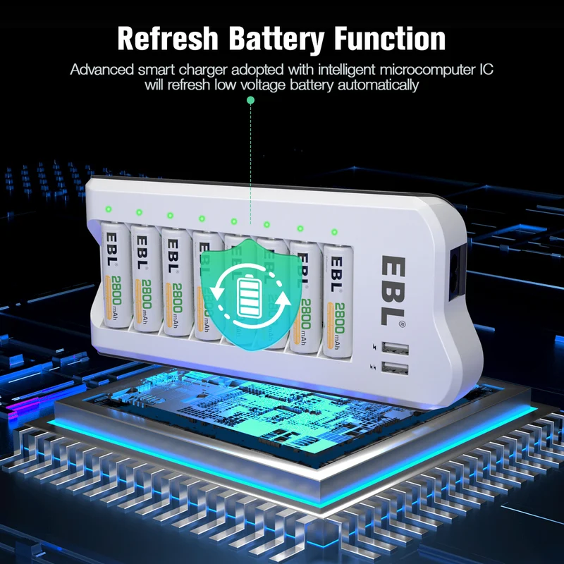【UK】EBL Upgraded 808U Smart 8 Bay Individual Battery Charger