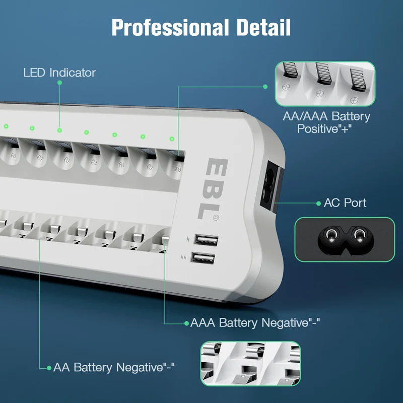 【UK】EBL Upgraded 808U Smart 8 Bay Individual Battery Charger