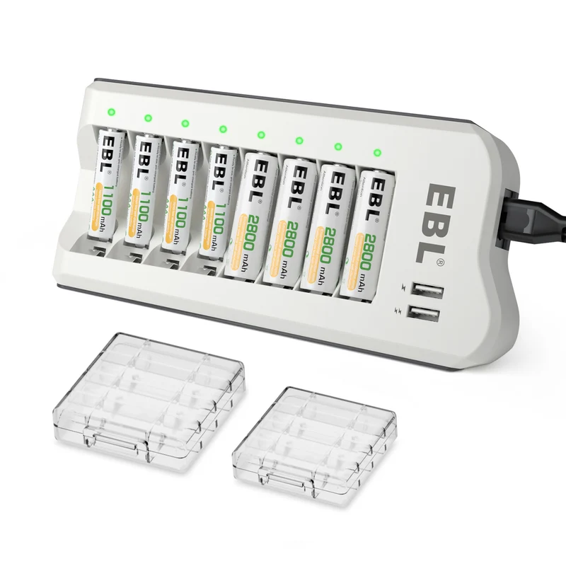 【UK】EBL Updated 808U Battery Charger with AA/AAA Ni-MH Rechargeable Batteries