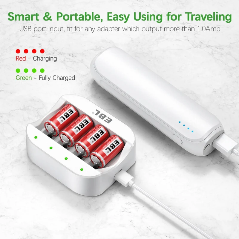 【UK】EBL 8 Packs CR2 Rechargeable Batteries with C668 Battery Charger