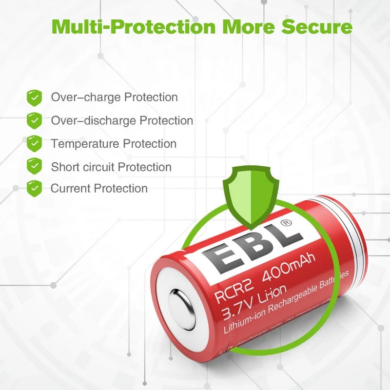 【UK】EBL 8 Packs CR2 Rechargeable Batteries with C668 Battery Charger