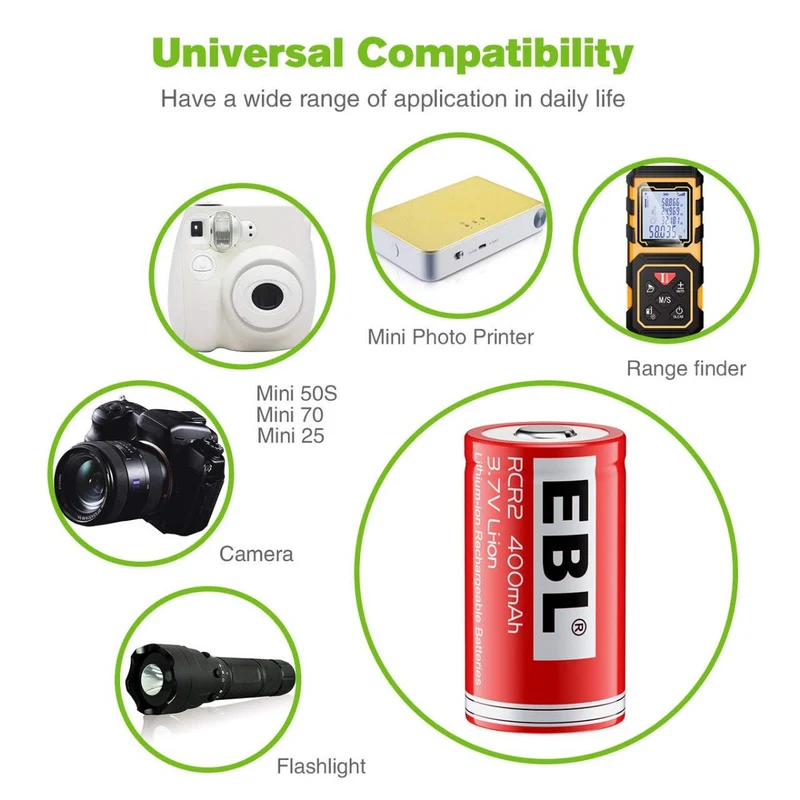 【UK】EBL 8 Packs CR2 Rechargeable Batteries with C668 Battery Charger
