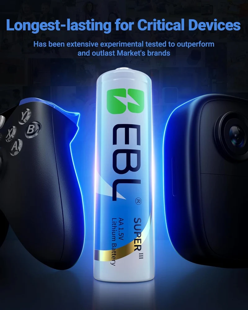EBL 3700mAh AA Lithium Batteries 1.5V Non-Rechargeable