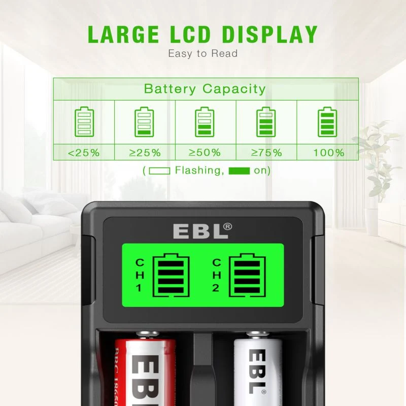 EBL 4Pcs 10440 Rechargeable Batteries with SW-3K Battery Charger