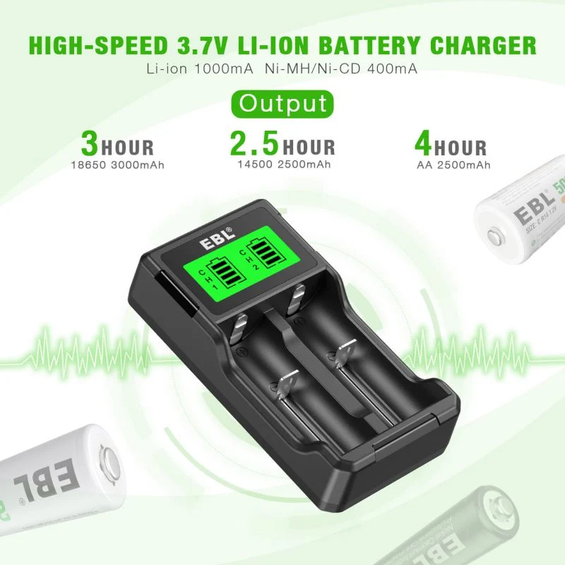 EBL 4Pcs 10440 Rechargeable Batteries with SW-3K Battery Charger