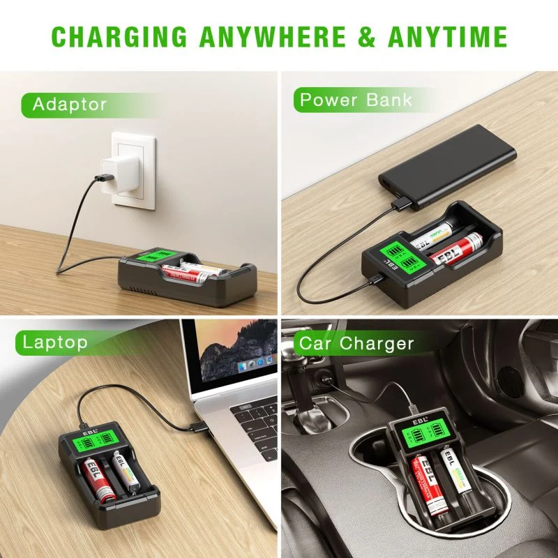 EBL 4Pcs 10440 Rechargeable Batteries with SW-3K Battery Charger