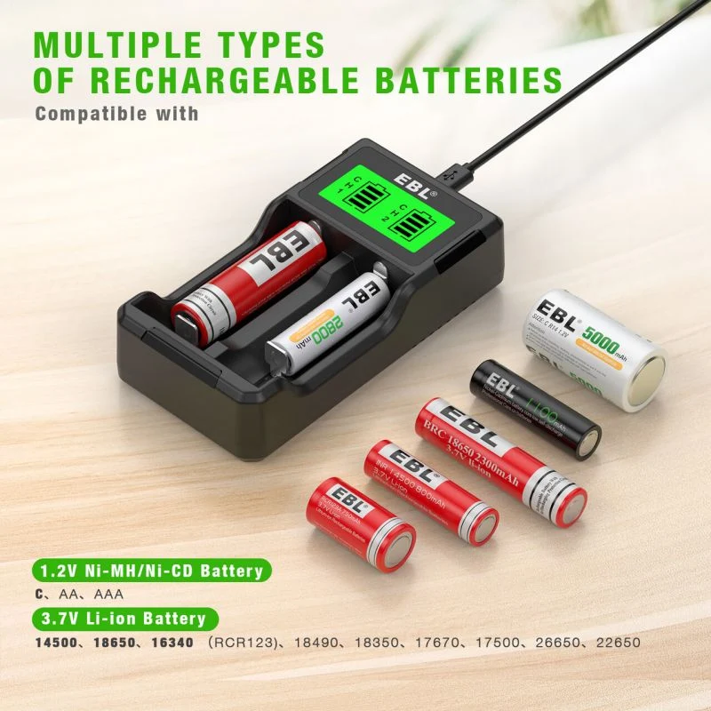 EBL 4Pcs 10440 Rechargeable Batteries with SW-3K Battery Charger