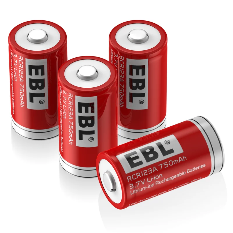 EBL 4Pcs 16340 RCR123A Rechargeable Batteries with SW-3K Battery Charger