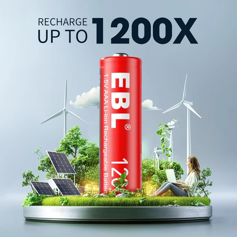 EBL 1.5V Rechargeable Lithium AA AAA Batteries with Charger for Cameras, Toys, Remotes & Smart Home Devices