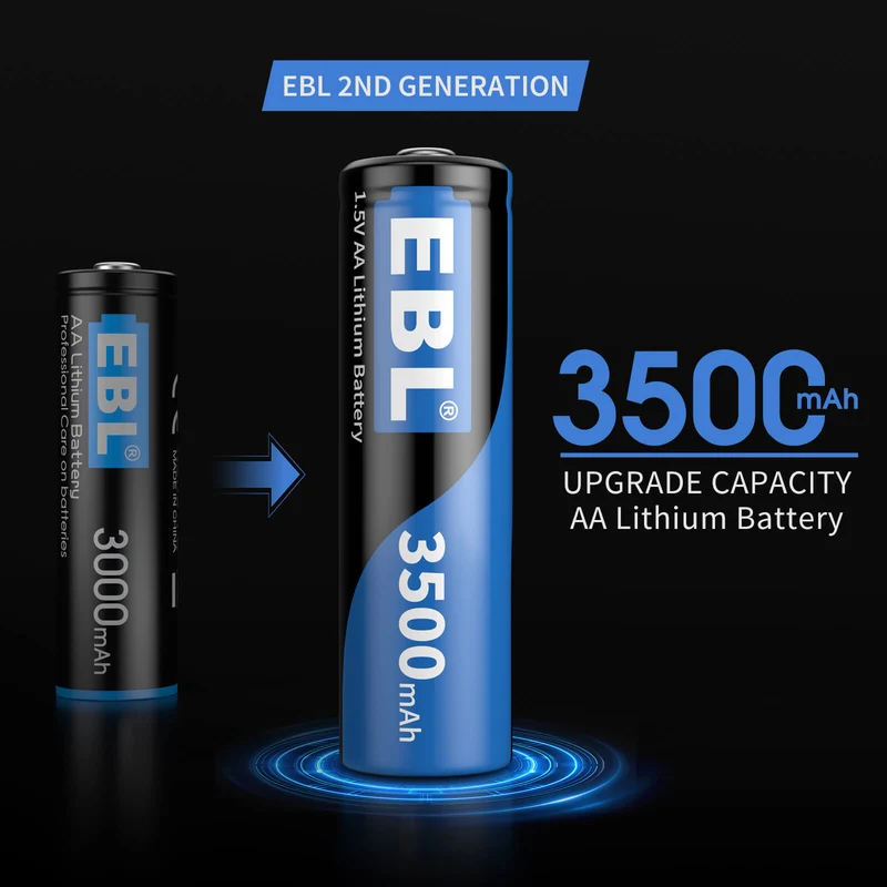 EBL 4 Pack 1.5V AA Lithium Batteries 3500mAh (Non-Rechargeable)