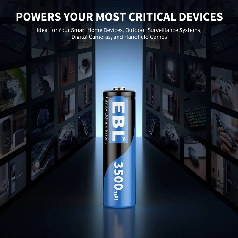 EBL 4 Pack 1.5V AA Lithium Batteries 3500mAh (Non-Rechargeable)