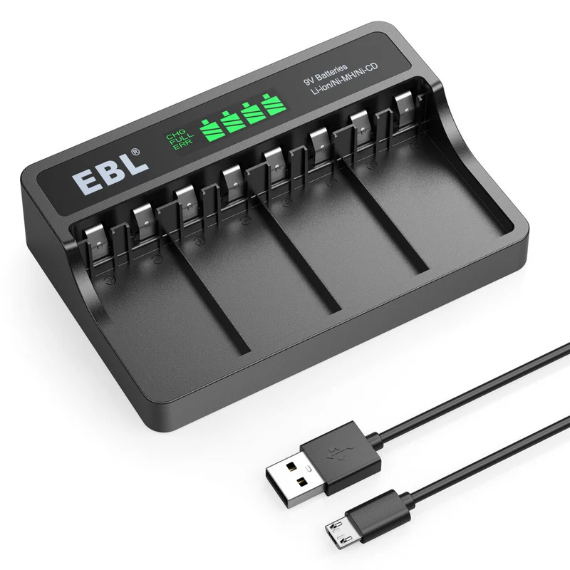 【CZ】EBL 4-Bay 9 Volt Battery Charger for 9V Li-ion Ni-MH Ni-CD Batteries