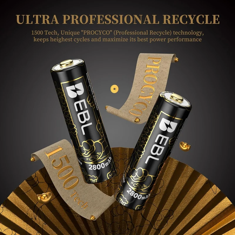 【CZ】EBL Rechargeable AA Batteries 2800mAh (New Year-Dragon Series)