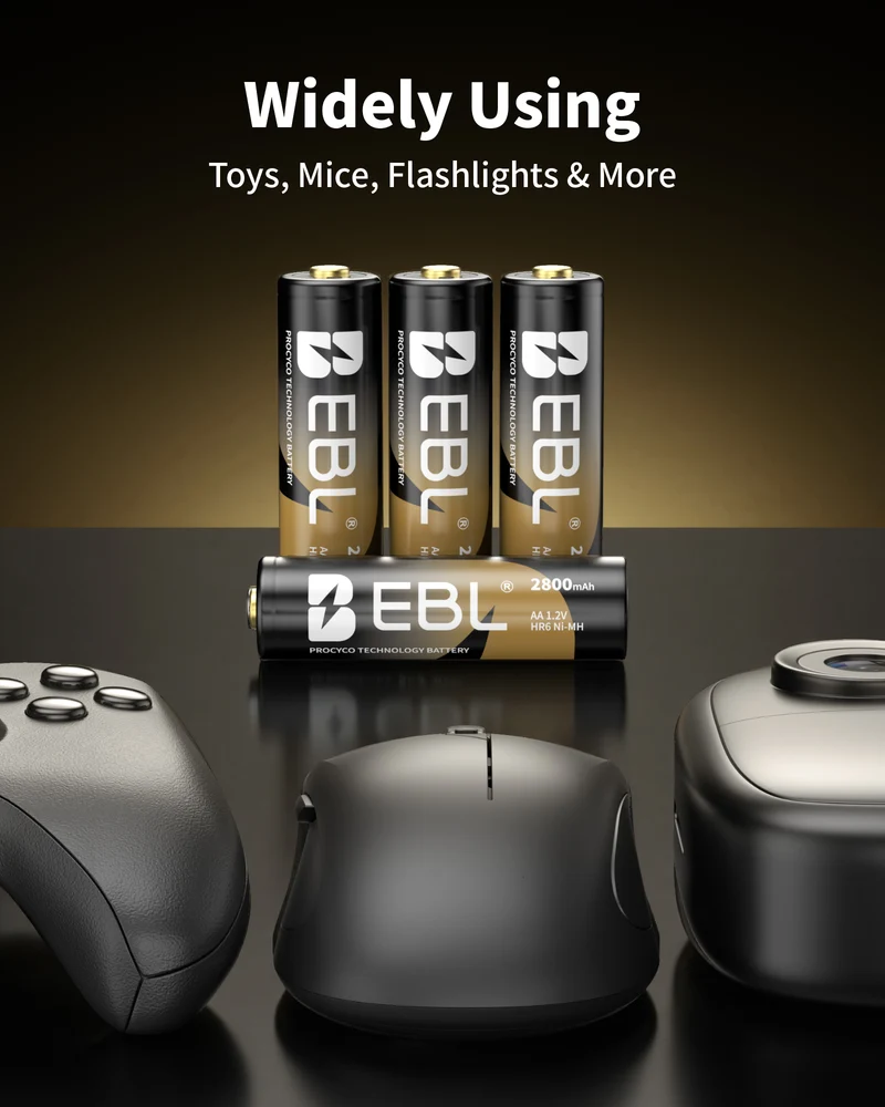 EBL Gold Pro Rechargeable AA Batteries 2800mAh