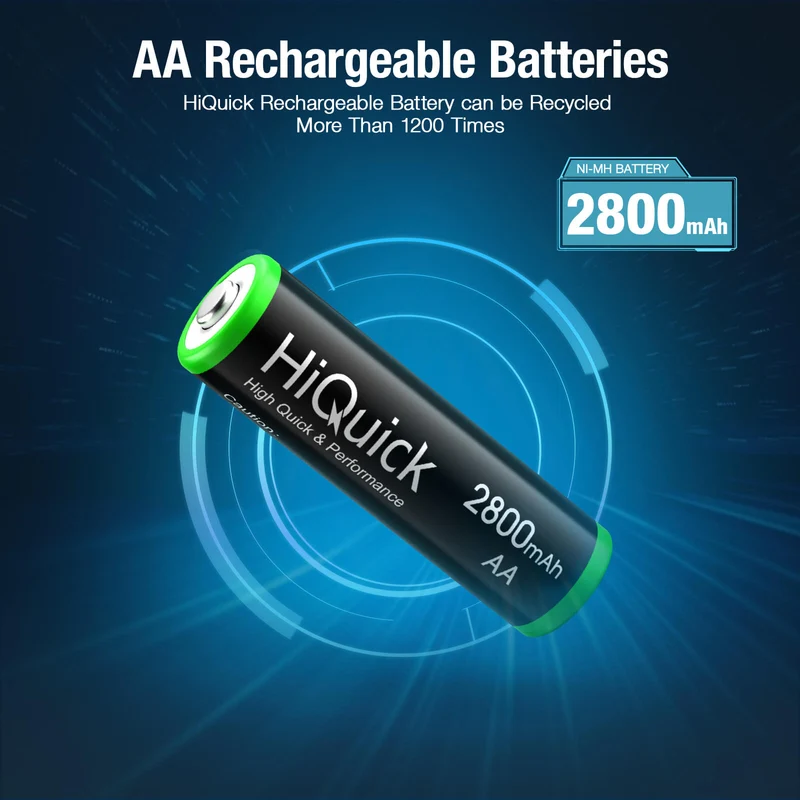 HiQuick 2800mAh Ni-MH AA Rechargeable Batteries New Retail Package