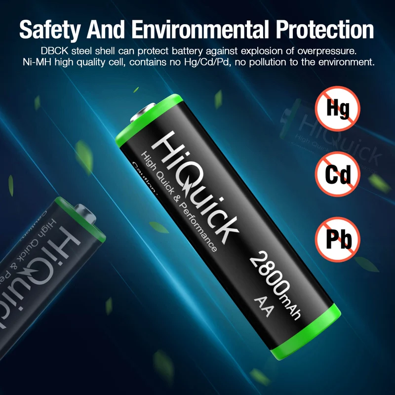 HiQuick 2800mAh Ni-MH AA Rechargeable Batteries New Retail Package