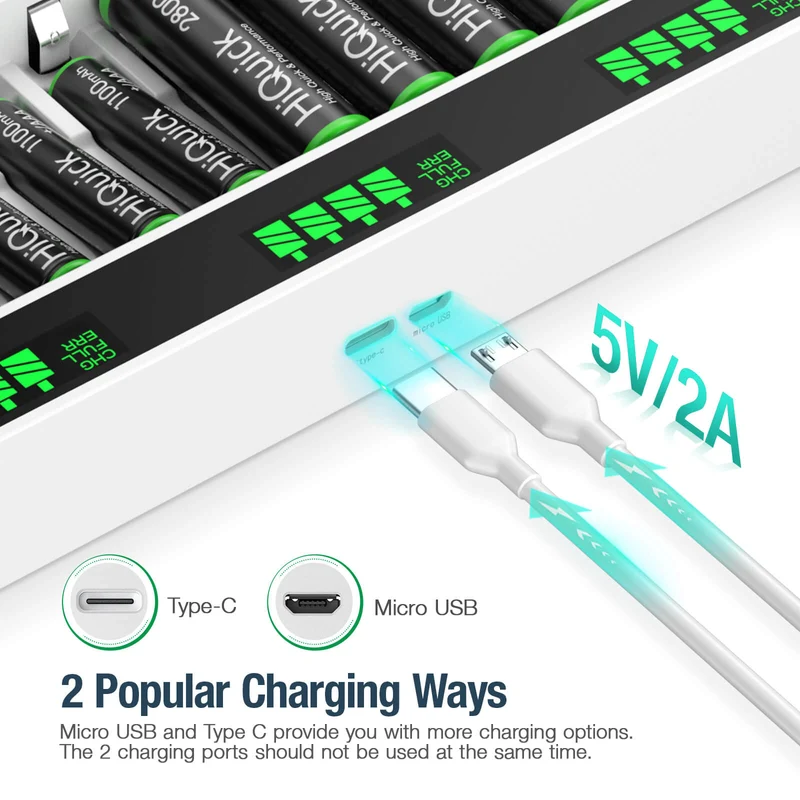 HiQuick 12 Slot LCD Screen Battery Charger for AA & AAA Batteries