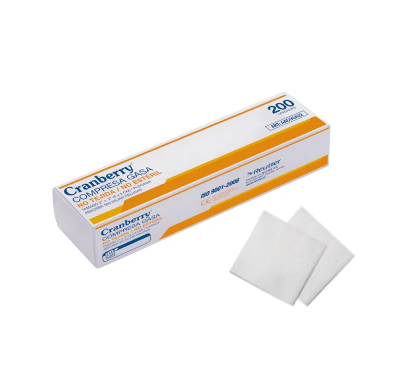Gasa No Tejida 5 x 5 cm – Plegada en 4 Capas, Estéril y Lista para Uso Médico - 200 UN