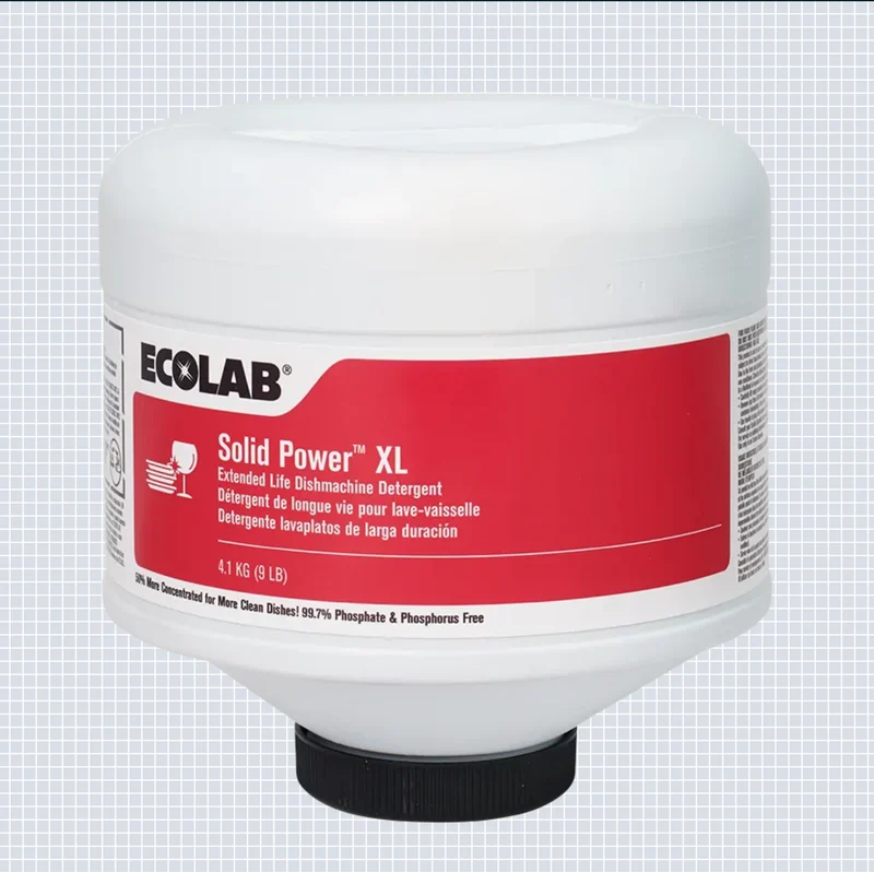 Solid Power® XL de ECOLAB® – Detergente Sólido de Alto Rendimiento para Lavavajillas Comerciales con Tecnología GlassGuard™ (16.3L)