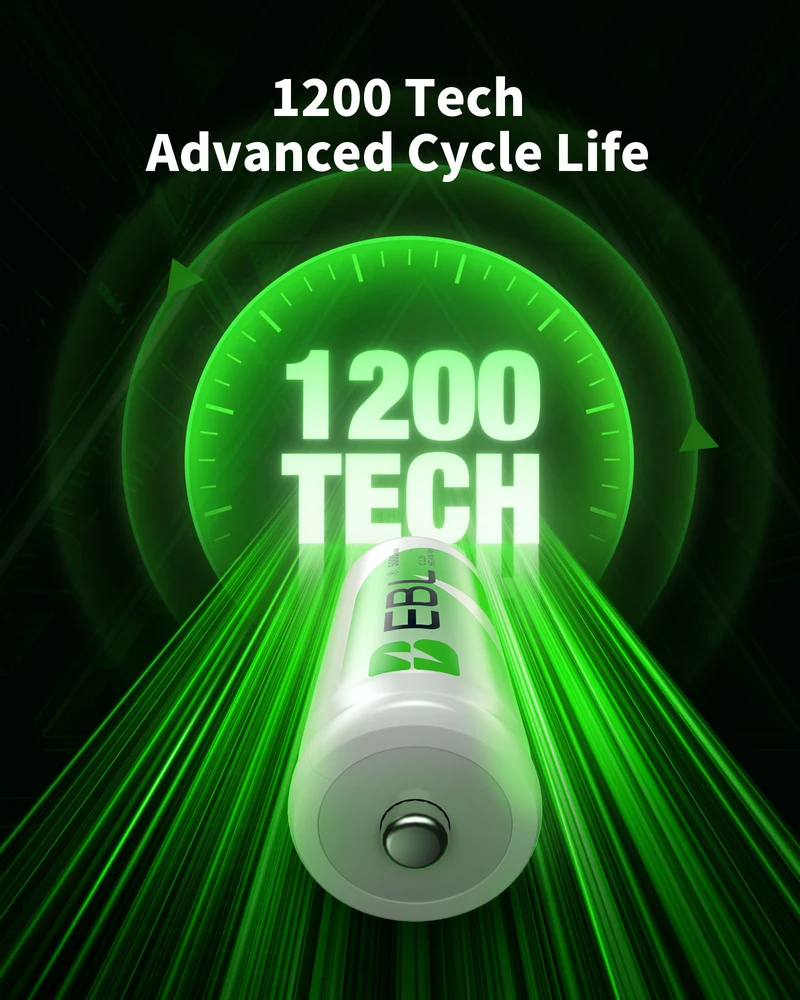 EBL Rechargeable C Batteries 5000mAh New Retail Package
