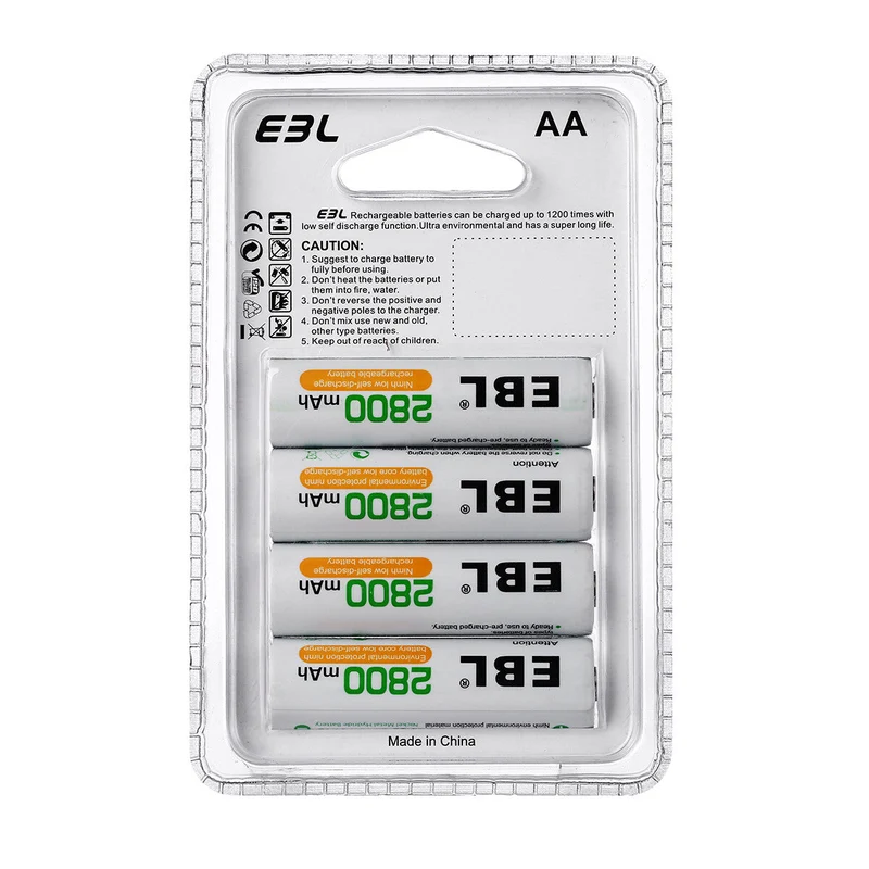 【DE】EBL 2800mAh Ni-MH AA Rechargeable Batteries New Retail Package