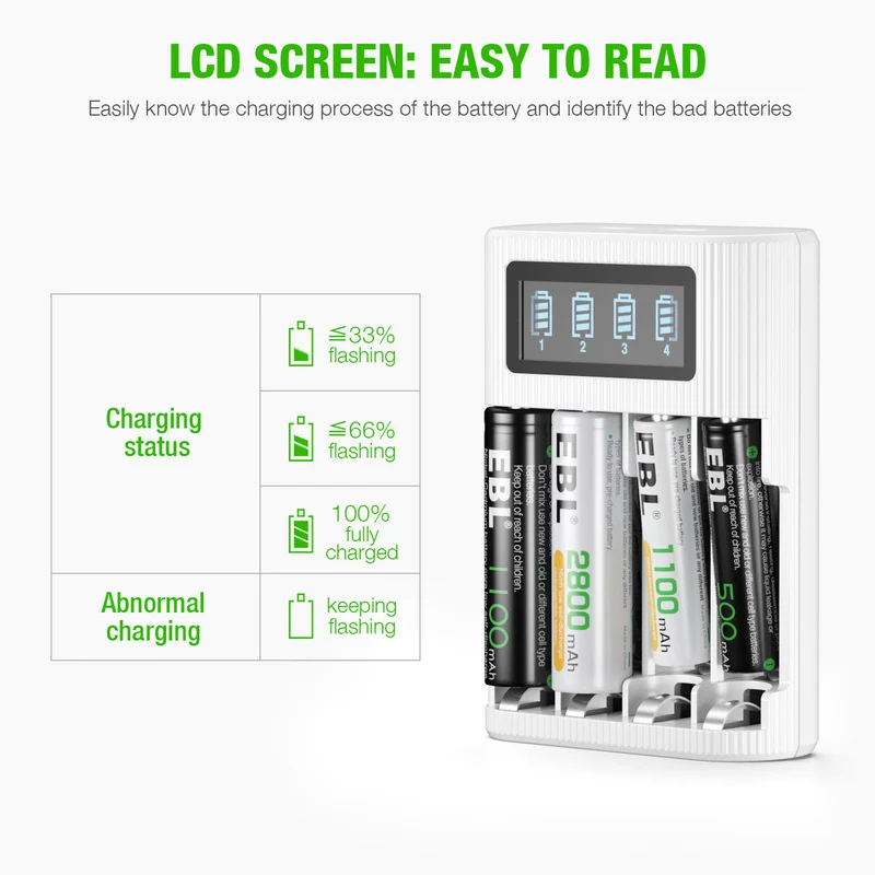 【DE】EBL Individual FY-409 4 Bay Battery Charger For AA AAA Batteries