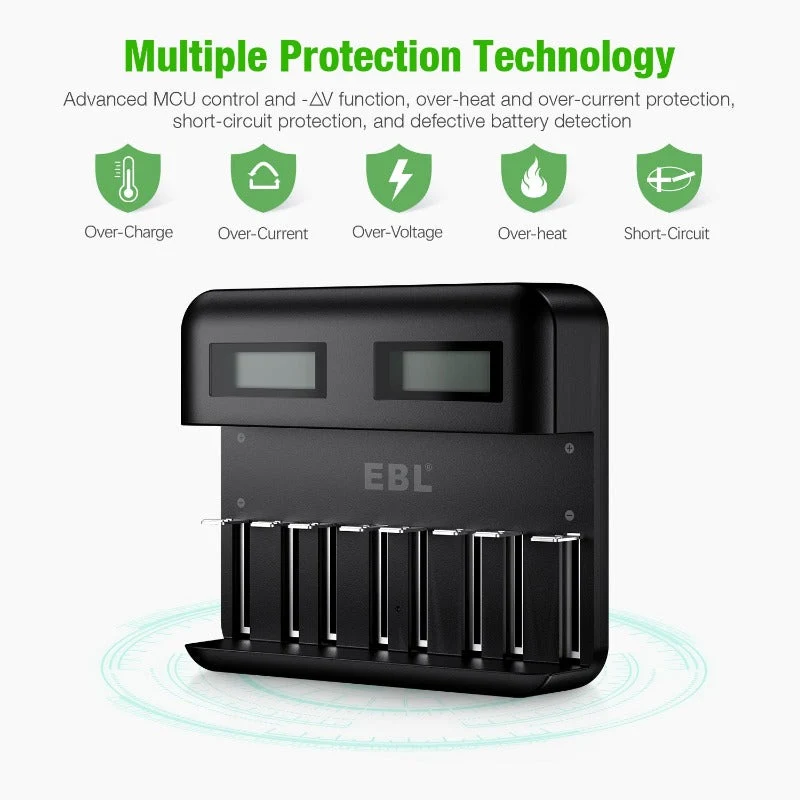 【CZ】EBL C9008 Battery Charger with AA AAA Rechargeable Batteries